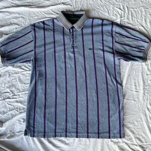 Alexander Julian Striped Polo Shirt - Blue and Purple 100%cotton